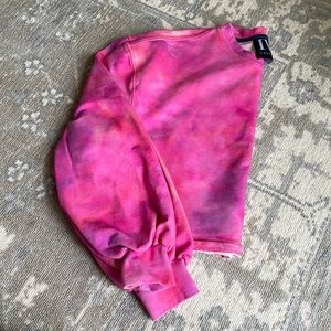 IVL pink watercolor crop crew sweatshirt